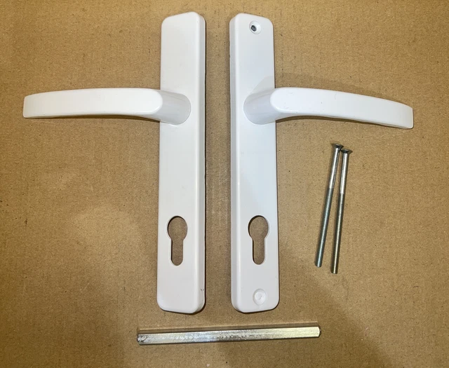 UPVC Door Handle White 35/85mm Sprung Double Glazing Pair Set Patio PVC New