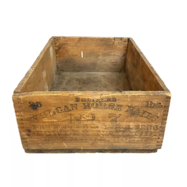 Antique 1860's "Vulcan Horse Nails" Wood Box/Crate