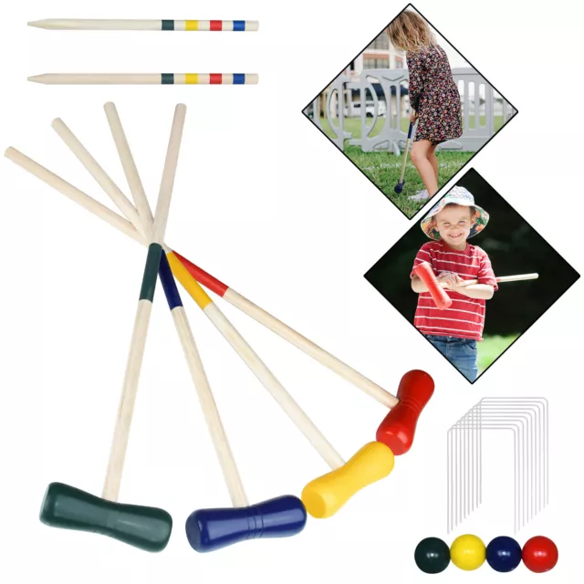 Croquet Krocket Set Kinder Holz Spiel Crocket Krokett Kroket Kroquet 4 Spieler