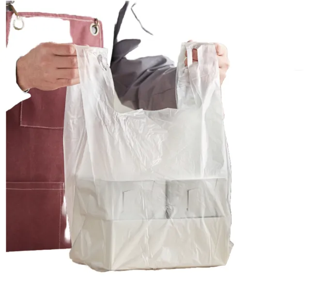 Bags 1/6 Large 21 x 6.5x11.5 Clear .51 Mil T-Shirt Plastic Grocery Shopping Bags