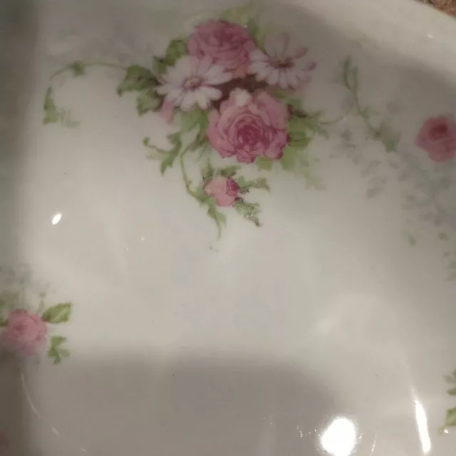 Edwin Knowles Semi Vitreous Pink Roses/Daisies Pattern Soap/Trinket/Side... 2