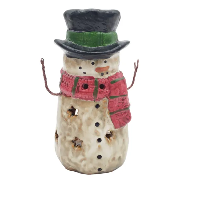 NEW 2012 Yankee Candle Rustic Snowman Tealight Holder Christmas  Holiday Ceramic