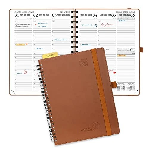 POPRUN Agenda 2024 Semainier 25,5 x 21,5 cm, Planner Vertical 12 Mois De jan 2024 à déc 2024