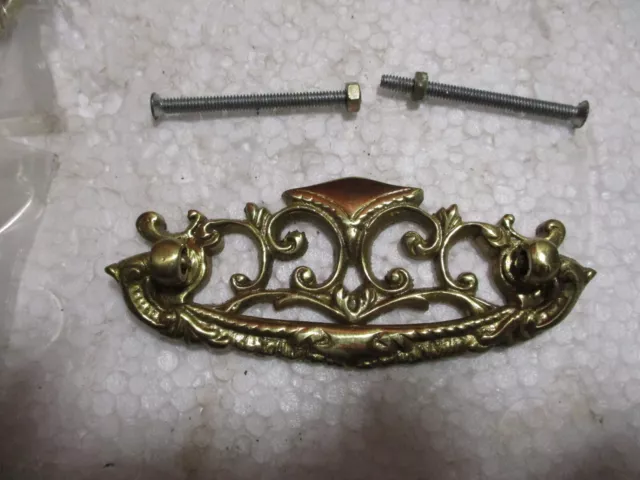 9-  Victorian  Ornate Brass Bail Drop Drawer Pull Handles 3 inch CTC