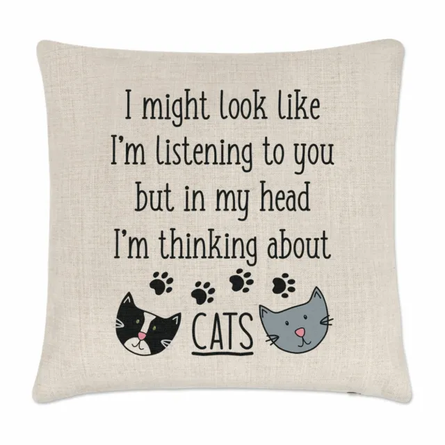 I Might Look Like I'm Listening To You Cats Cushion Cover Pillow Crazy Lady