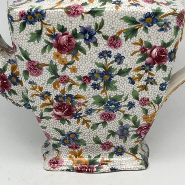 Vintage Royal Winton Grimwades OLD COTTAGE CHINTZ Floral Ascot Teapot England 2