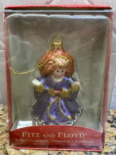 Fitz & Floyd Purple Angel Christmas Ornament Glass Holiday 2004 EUC