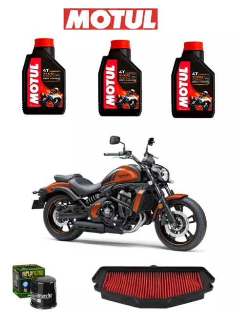 TAGLIANDO Motul 7100 10W40 Filtro Olio Aria KAWASAKI EN 650 VULCAN S 2017 2018