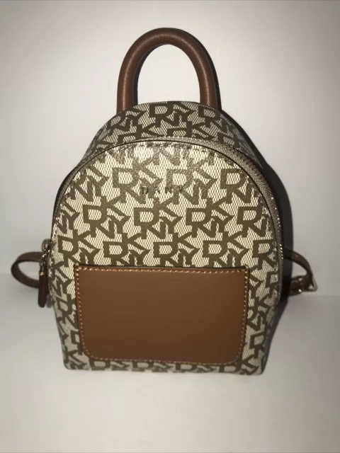 DKNY Brayanna Signature Brown/ Beige  Backpack Mini Size NWT Retail $148