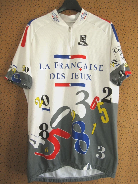 Vintage Sibille Gitane Cycling Jersey La Francaise Des Jeux XL White