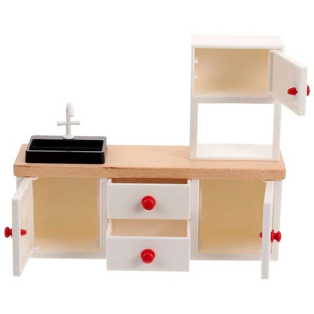 Mini Meubles De Maison Poupée Évier Cuisine Salle Bain En Bois Décor