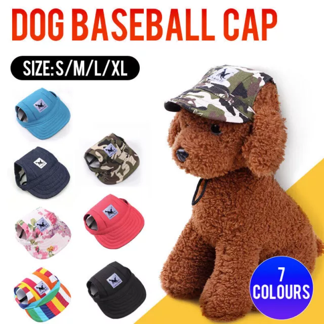 Dog Baseball Cap Outdoor Pet Sun Hat Summer Canvas Visor Puppy S-XL AU Stock AU