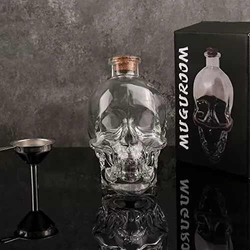 Skull Decanter Crystal Glass Skull Liquor Bottle 750Ml Whiskey Bourbon Gothic Bo