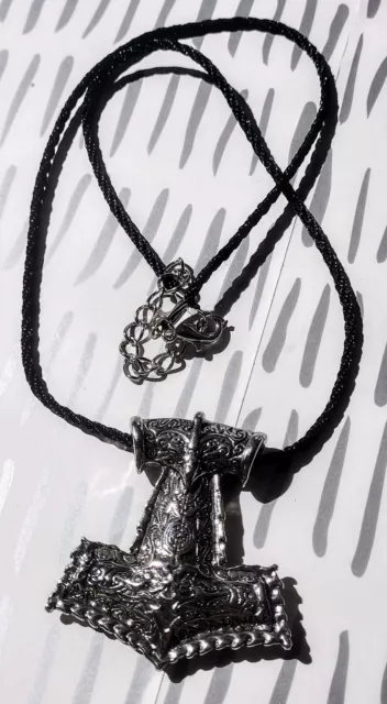 Mens Stainless Steel Norse Viking Thors Hammer Mjolnir Pendant Necklace