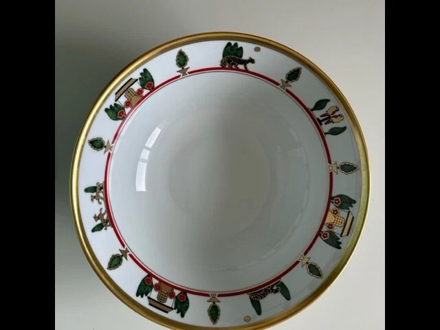 plat creux rond porcelaine de Limoges décor la maison de Louis Cartier panthère