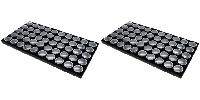 50 Gem Jar Black Foam Jewelry Tray Insert Gemstone Display Clock Parts 2 Pack