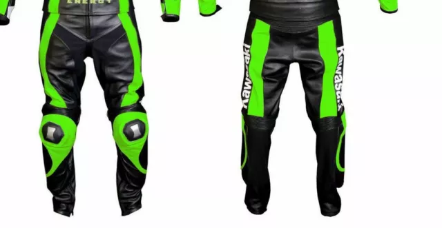 Pantaloni in pelle moto Kawasaki Pantaloni per uomo Protetto Pad Verde