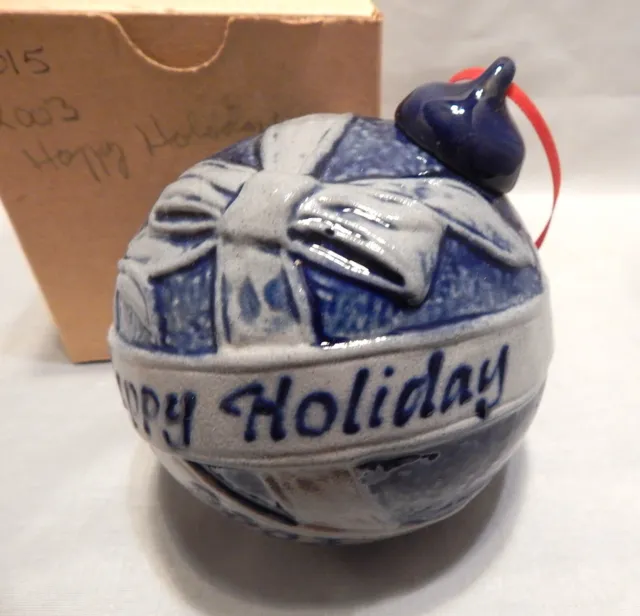 Rowe Pottery Works 2003 Happy Holiday Ornament