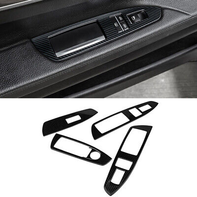 Carbon Fiber Door Window Switch Button Cover Trim For BMW 7 Series F01 F02 09-15