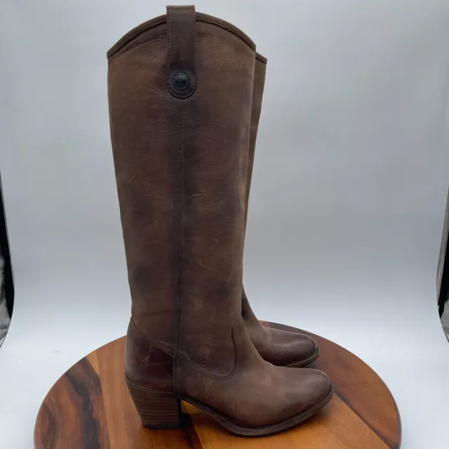 Frye Boots Womens 7.5 Jackie Button Dark Brown Leather Tall Riding Western