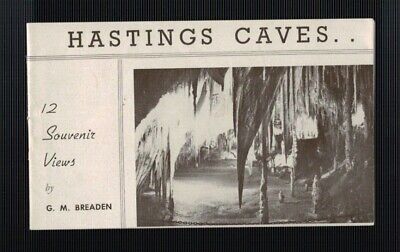 Vintage Fold Out Souvenir, Hasting Caves Tasmania  - 12 Views G M Breaden B & W