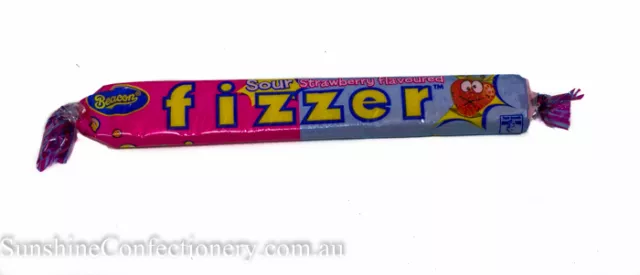FIZZERS SOUR STRAWBERRY LOLLY - BEACON - 24 pieces Sour Fizzer Lollies Post Incl