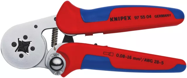 KNIPEX 97 55 04 SB Selbsteinstellende Crimpzange für Aderendhülsen mit Seiten...