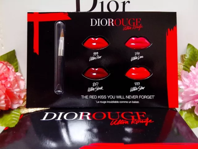 30%OFF! Dior Rouge Dior Ultra Rouge Lip ☾4 Colors Card With Brush☽ "POST FREE!"