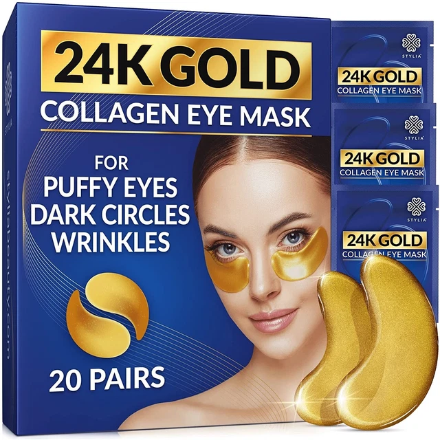 STYLIA 24K GOLD Under Eye Patches 20 Pairs Mask With HyaluronicUSA 1.
