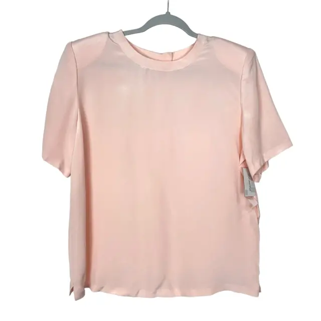 Due Per Due Silk Pastel Pink Blouse Boxy NWT Vintage Women’s 12 Short Sleeve Top