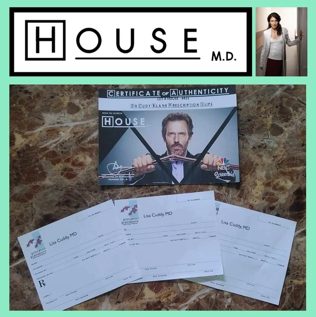 HOUSE MD: Dr. Cuddy/Lisa Edelstein blank script sheets w/Studio COA
