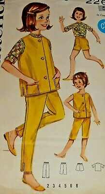 Vintage Butterick #2269 Clam Diggers,Shorts,Blouse Sewing Pattern Child Size 8