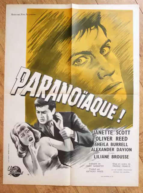 PARANOIAQUE horreur affiche cinema originale 80x60 cm '63