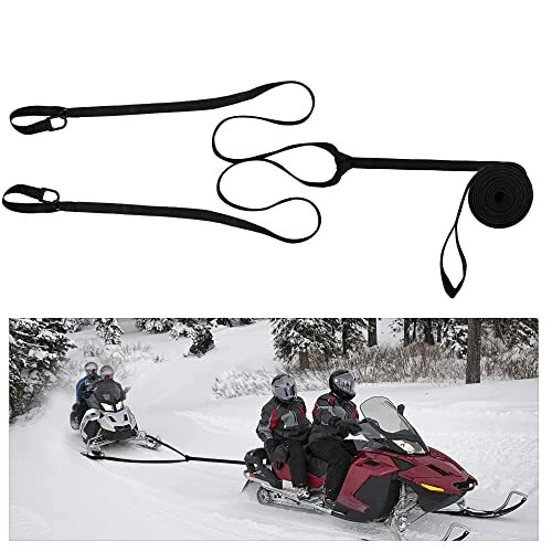 Snowmobile Tow Rope with Two Hooks - Reinforced Emergency Strap for Sled or ATV