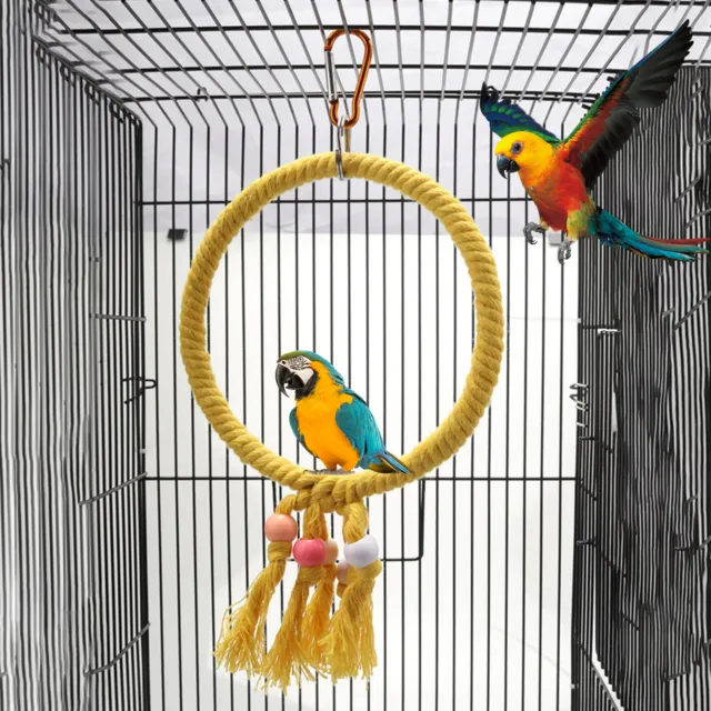 Pet Bird Parrot Toy Swing Rope Ring Stand Climb Chewing Bite Parrot Hanging Toy