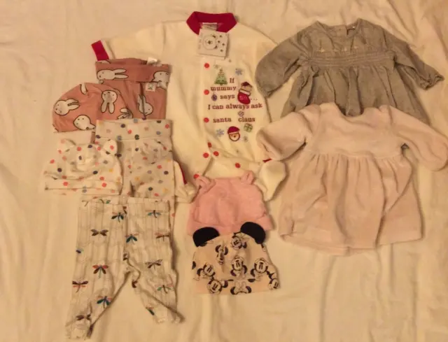 Girls Baby Clothes Babygrows Dresses Leggings Hats Newborn 10 item (set 2)