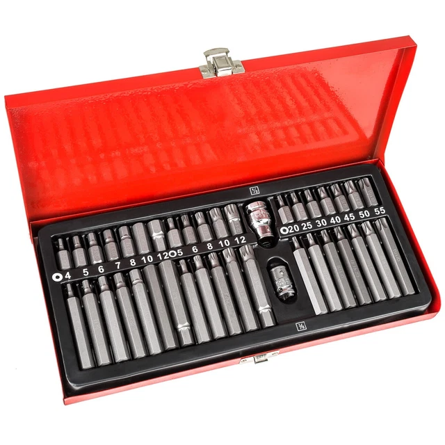 Coffret de 40 embouts vissage 12 pans 6 pans spline courts longs XZN hex torx