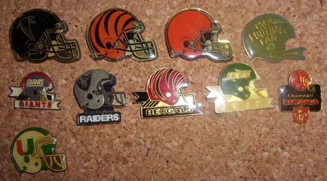 Lot pin's casques de Football Américain - NFL - USA - Bengals - Raiders ⁤- Jets