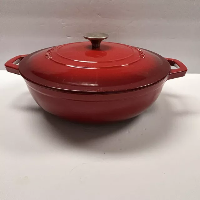 Large Hombre Crofton Red Enameled Cast Iron 12 Oval Dutch Oven W/Lid