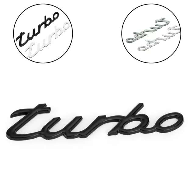 3D Car Sticker Plating Metal Turbo Logo Emblem Badge Decal Black AH