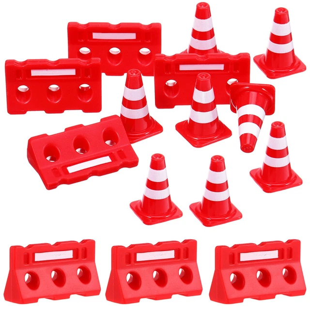Miniature Orange Cones 24 Pcs Kids Toy Traffic Road Sign Barricade Roadblock Cognitive Toys Set Cone Fo Construction Signs
