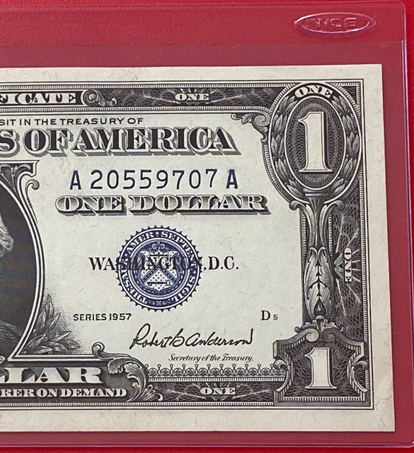 1957 $1 Dollar Silver Certificate (Blue Seal) Block A-A , Uncirculated