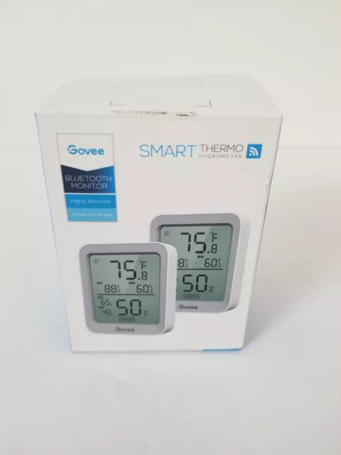 Govee Smart Thermo Hygrometer H5075, Bluetooth, Used, White, 2 Pack  B5075081