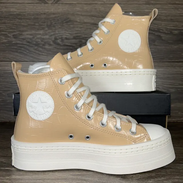 Converse Womens Chuck Taylor All Star Modern Lift Hi Platform Glossy Beige Shoes