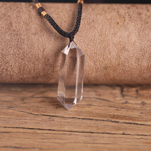 Natural Stone Crystal Hexagonal Points Pendant Healing Amulet Unisex Necklace 7