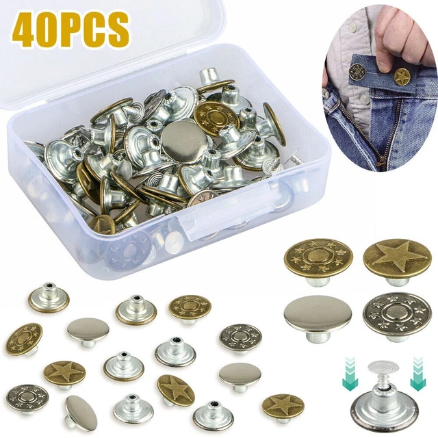 Kit de repuesto con sujetador de botones de metal para vaqueros de reparación pantalón de costura a presión