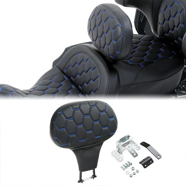 Black Blue Driver Backrest Pad Fit For Harley CVO Road Glide FLTRXSE 88-Later