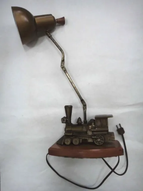 vintage RAILROAD TRAIN STUDENT DESK LAMP bendable arm EARLIER brass steam engine
