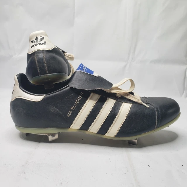 RARE VINTAGE ADIDAS 400 Slugger Black Leather Baseball Metal Cleats