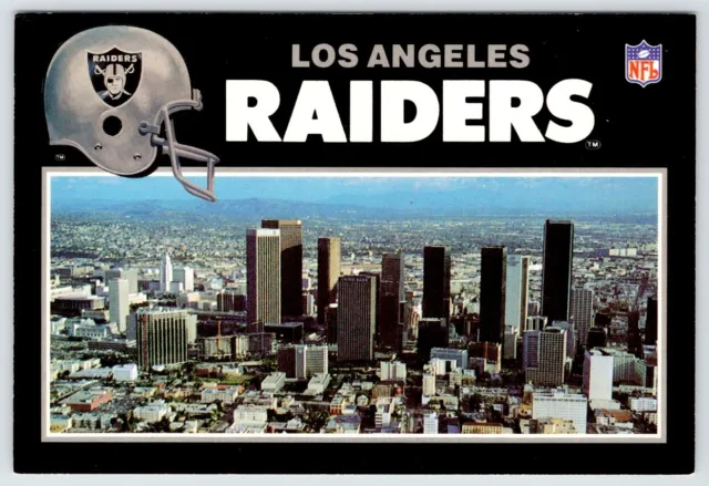Postcard NFL Football Los Angeles Raiders Aerial View Downtown Los Angeles CA
